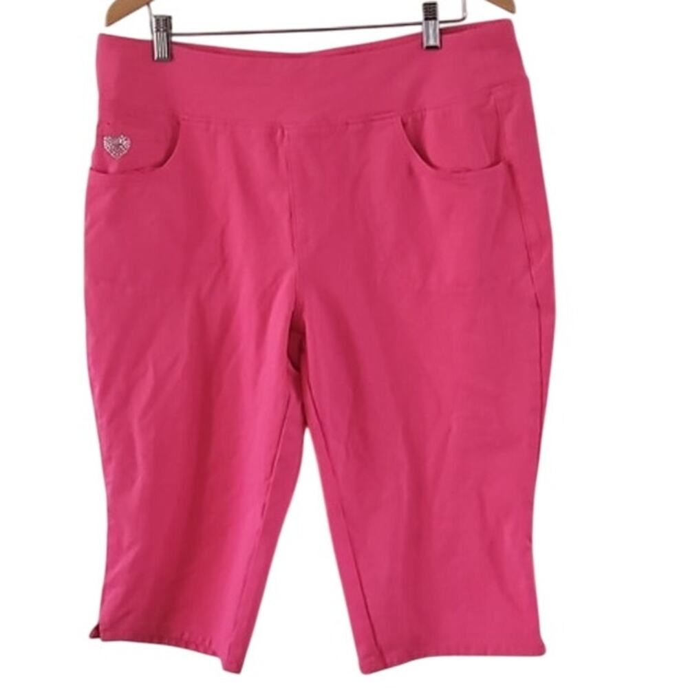 Dream Jeans Women Large Short Pink Capri Pants w/ Decorative rhinestone heart - Picture 2 of 6